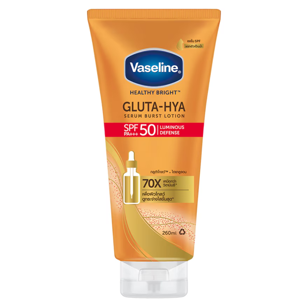 Vaseline Healthy Bright Gluta-Hya Serum Burst Lotion with SPF50 PA+++ for radiant skin
