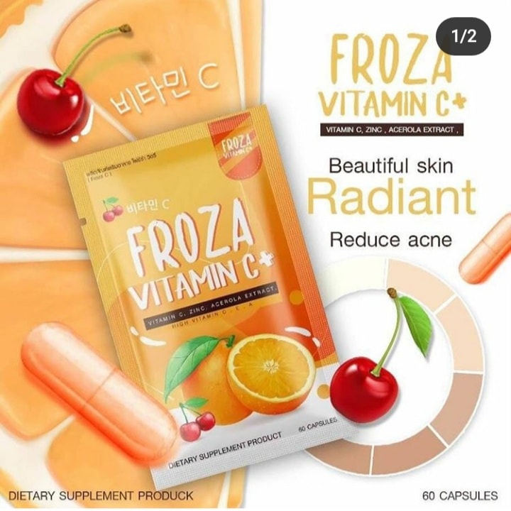 FROZA Vitamin C+ capsule bottle with white background