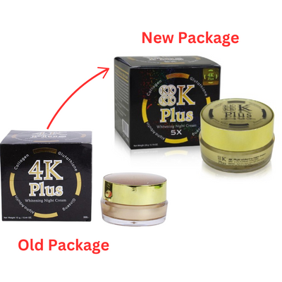 Image of the new package of 4K Plus 5X Whitening Night Cream