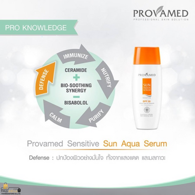 Skin care with Provamed Sensitive Sun Aqua Serum
