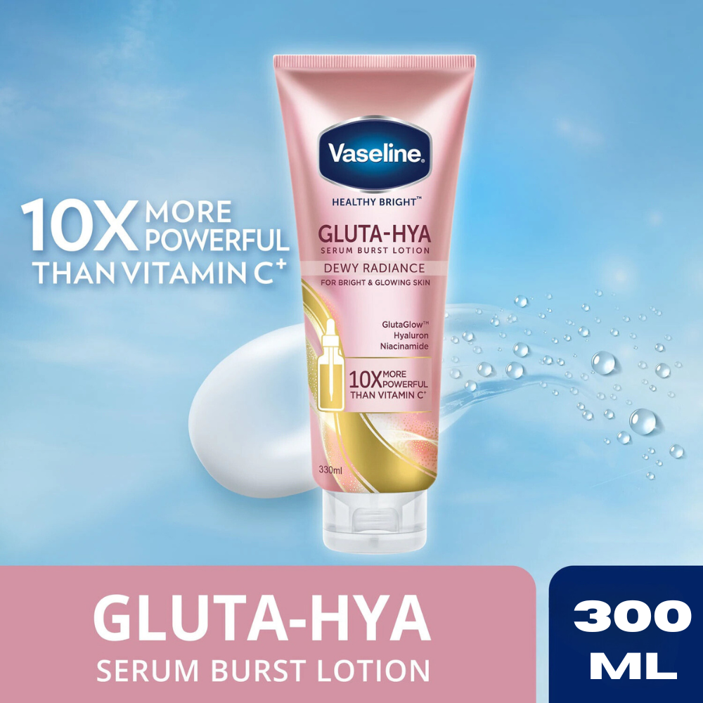 Vaseline Gluta - Hya OverNight Radiance Repair Serum Burst Body Lotion Size  - 300ml Each , ( Pack Of 2 ) 