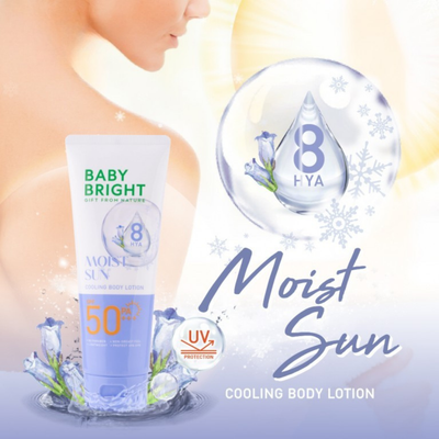 Instant cooling effect from Baby Bright SPF50 lotion