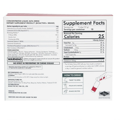 Bioactive liquid asta drink supports daily vitality