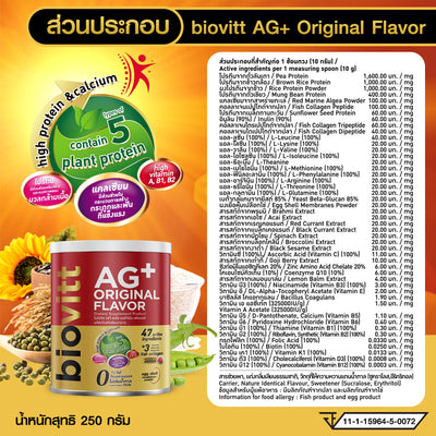 Ingredients Label of Biovitt AG+ Original