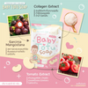 Baby Tofu Soap packaging with ingredients like Garcinia Mangostana and Tomato Extract on a colorful background.