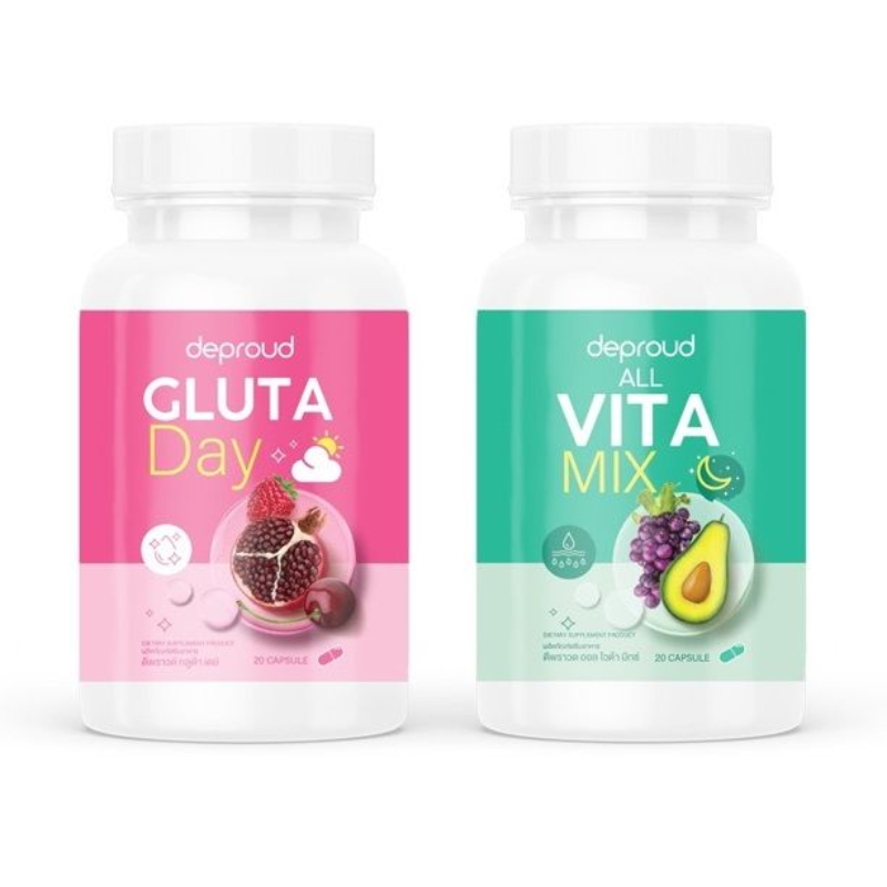 Deproud Gluta Day + All Vita Mix supplement for radiant skin