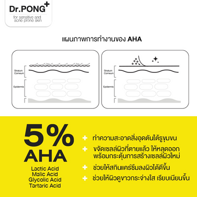 Dermatologist-tested Dr.PONG 555 AHA blend Exfoliating body solution.