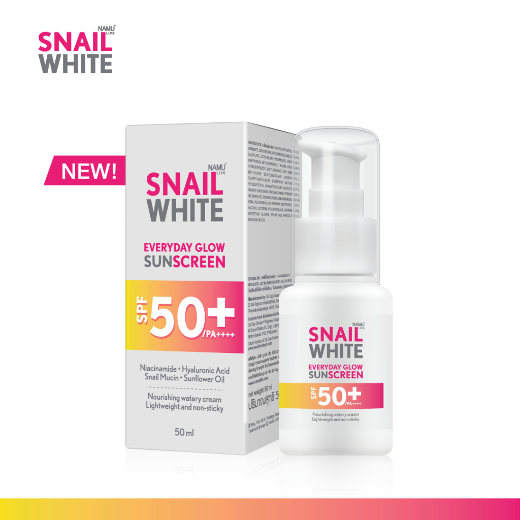Namu Life Snailwhite Everyday Glow Sunscreen SPF50+ with UV protection