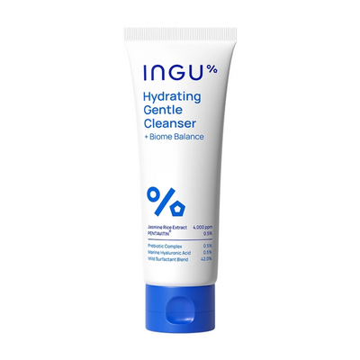 Skincare flatlay featuring INGU cleanser