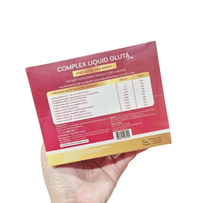 Red packaging MYU Complex Gluta liquid supplement