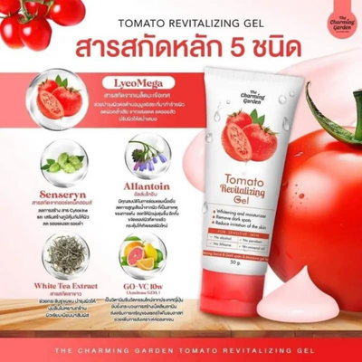 Alcohol-free tomato gel for glowing skin.