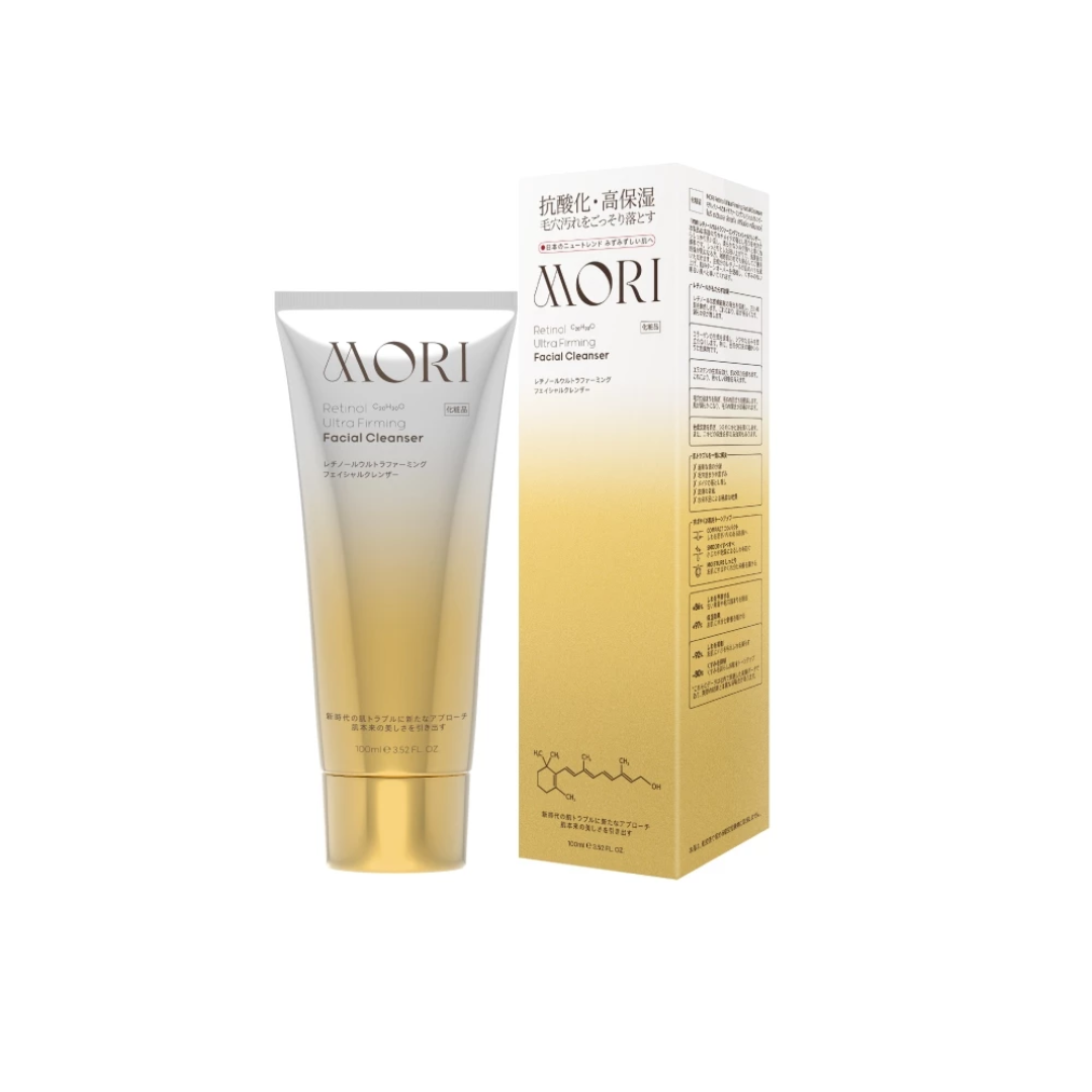 MORI face wash in skincare setup