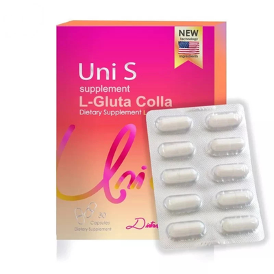Blister pack of Uni S glutathione collagen capsules