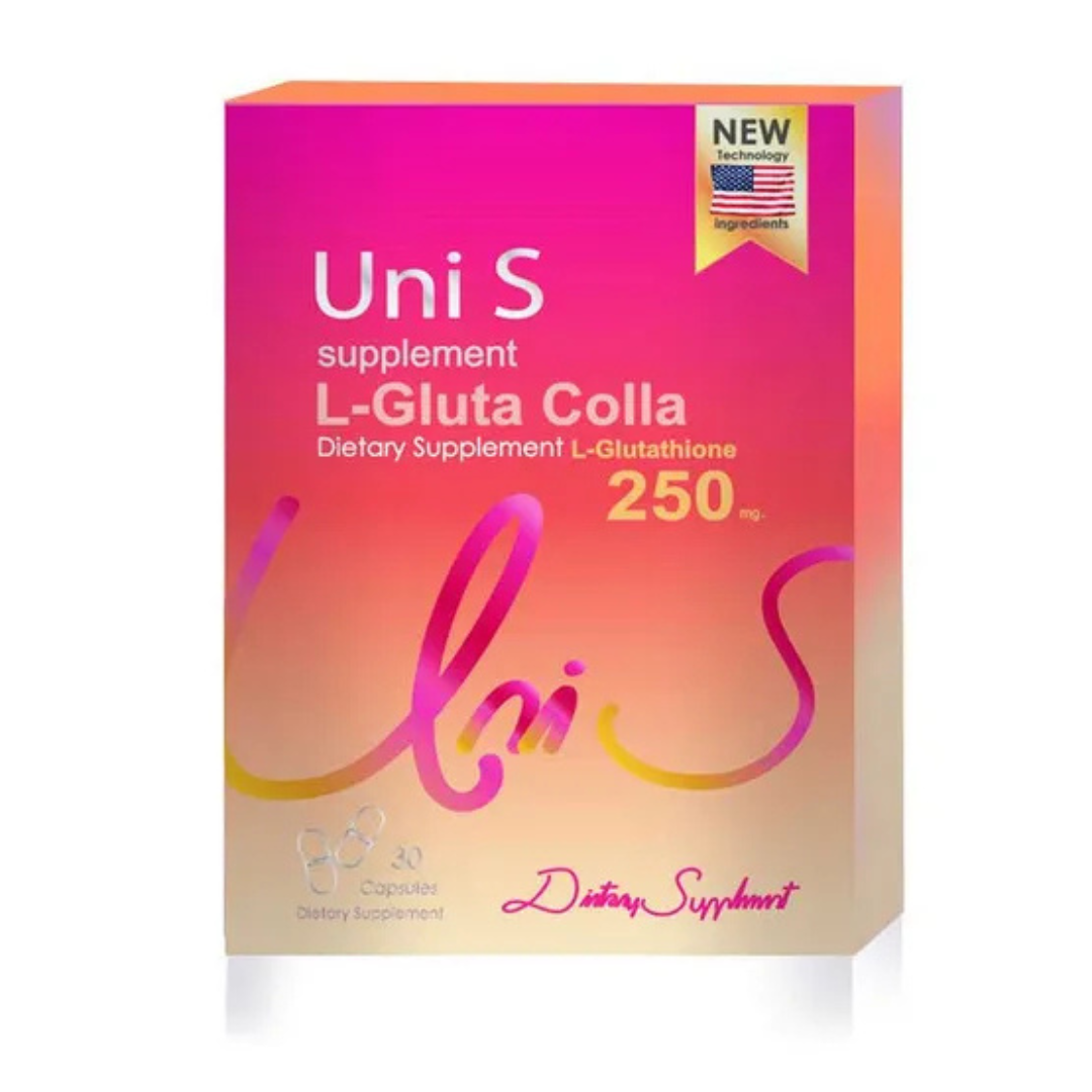 Uni S L-Gluta Colla 30 capsules pink box