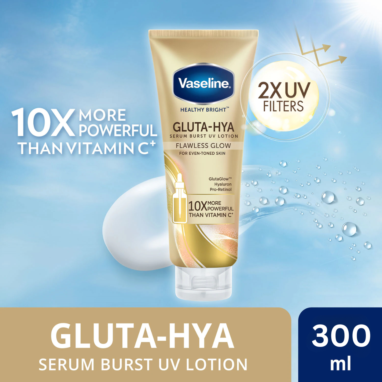 Vaseline Gluta-Hya Serum Burst UV Lotion Flawless Glow