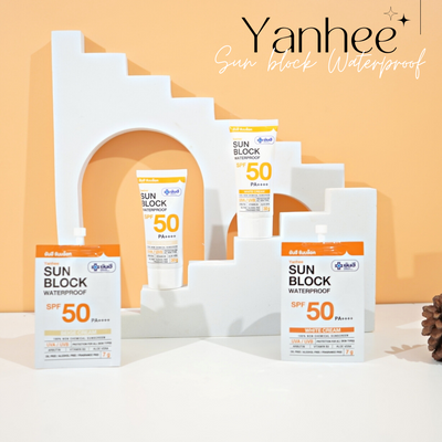 Safely protect your skin from the sun's harmful rays with Yanhee Sun Block SPF50 PA++++'s physical sunscreen formula