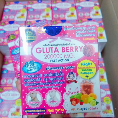 X6 Gluta Berry 200,000mg Skin Whitening and Anti Aging Fast Action (6 Packs)