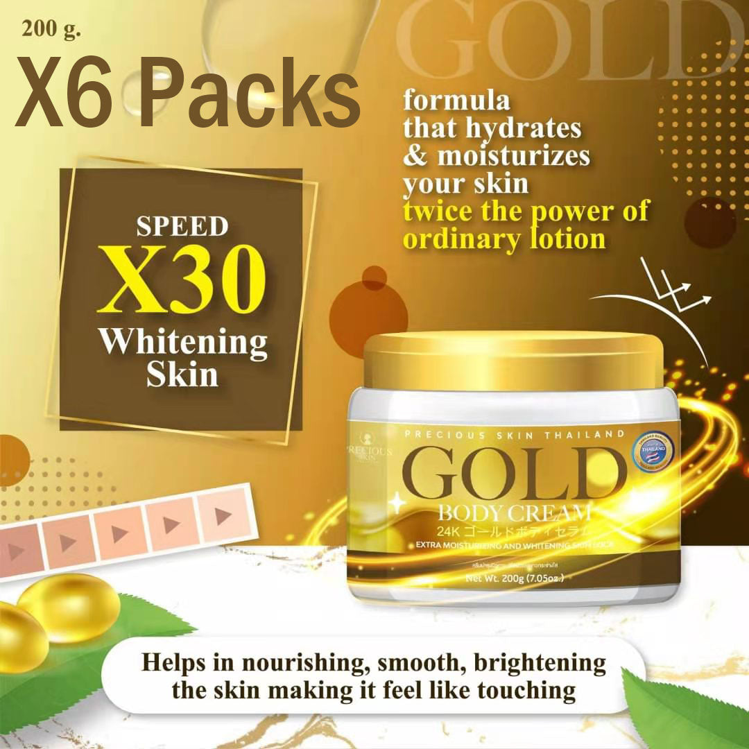 24K Gold Body Cream Speed X30 Whitening Skin 200g 6 Packs