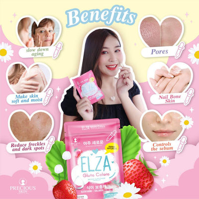 Double Set Elza Gluta Corala Glutathione plus Collagen + Elza Detox natural Extracts