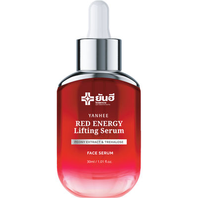 Bottle of Yanhee Red Energy Lifting Serum with peony and Trehalose ingredients