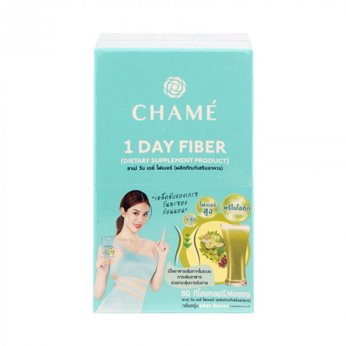 Chame One Day Fiber supplement sachet with mixed berries and grapefruit extracts.