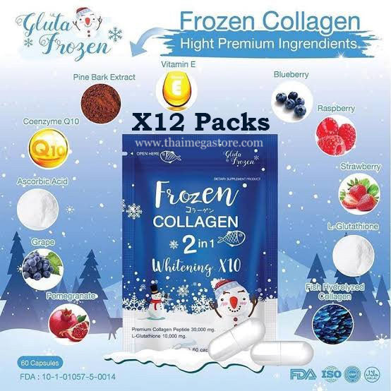 12X Frozen Collagen 2 in 1 whitening x10 - L Glutathione - Thaimegastore 12X Frozen Collagen 2 in 1 whitening x10 - L Glutathione - Thaimegastore
