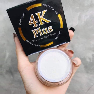 New 4K Plus Whitening Night Cream 20 g. With Coffee Scrub Soap 50g
