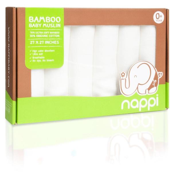 Nappi Premium Baby Bamboo Muslin 6 Pack