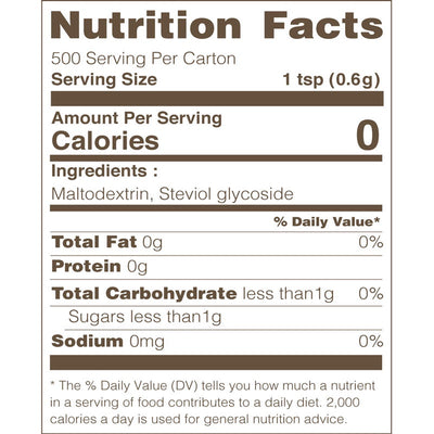 Stevia sweetener for cooking