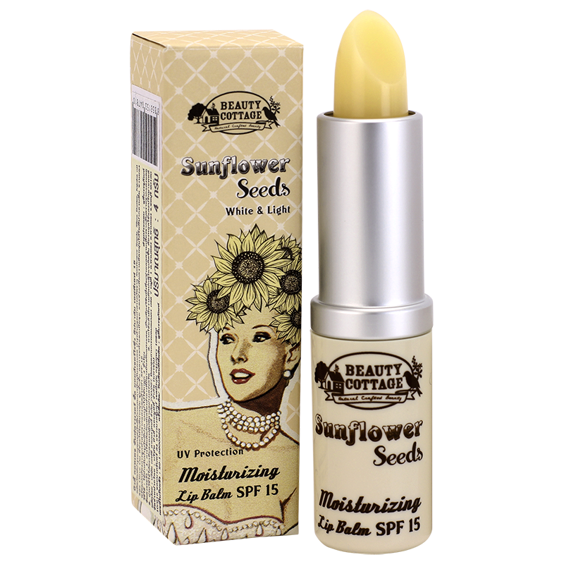 Beauty Cottage Sunflower Seeds White & Light UV Protection Lip Balm SPF15 for soft, hydrated lips